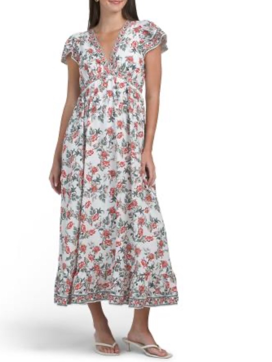 Max Studio Dresses & Skirts - MAX STUDIO Flutter Sleeve V-neck Empire Waist Maxi Dress